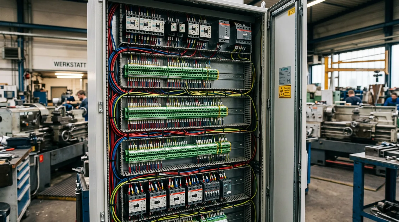 Industrie-Schaltschrank in einer Werkstatt